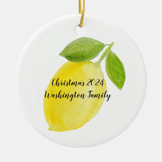 Lemon Keramik Personalisiertes Jahr Weihnachtsschm Keramik Ornament (Vorne)