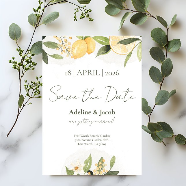 Lemon Kissed Save the Date Karte (Von Creator hochgeladen)