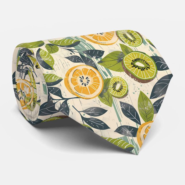Lemon Kiwi Pattern Men's Necktie  Krawatte (Gerollt)