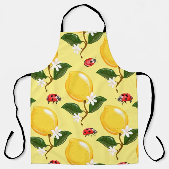 Lemon Ladybug: Tropisch Gelbes Muster. Schürze (Vorderseite)