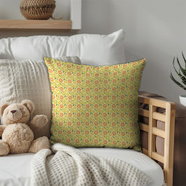 Lemon leaves white yellow Pattern Kissen