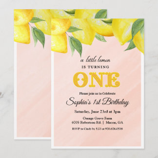 Lemon Lemonade Einladung zum 1. Geburtstag