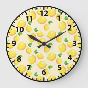 Lemon Lemons Summer Frucht Yellow Wall Clock Große Wanduhr