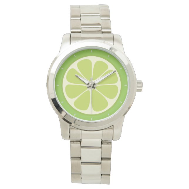 Lemon Lime Green Juicy Summer Citrus Fruit Slice Armbanduhr (Vorderseite)