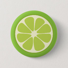 Lemon Lime Green Juicy Summer Citrus Fruit Slice Button
