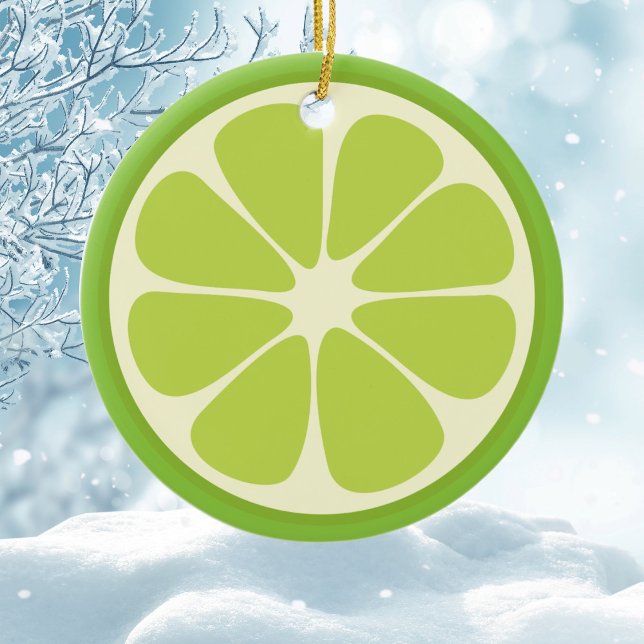 Lemon Lime Green Juicy Summer Citrus Fruit Slice Keramik Ornament (Von Creator hochgeladen)