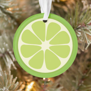 Lemon Lime Green Juicy Summer Citrus Fruit Slice Ornament