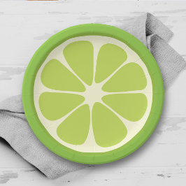 Lemon Lime Green Juicy Summer Citrus Fruit Slice Pappteller