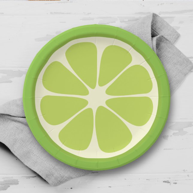 Lemon Lime Green Juicy Summer Citrus Fruit Slice Pappteller (Von Creator hochgeladen)