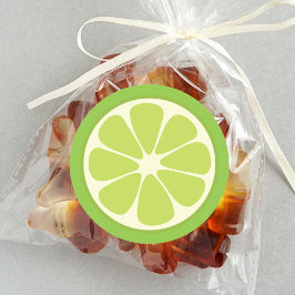 Lemon Lime Green Juicy Summer Citrus Fruit Slice Runder Aufkleber