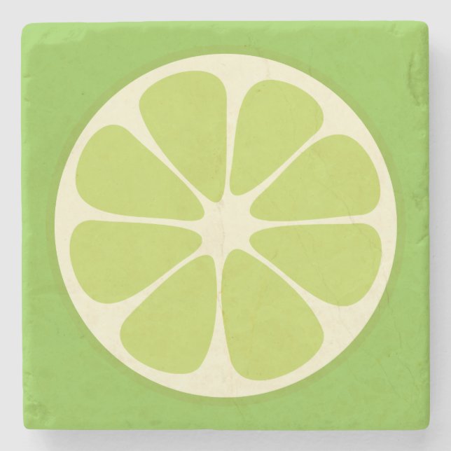 Lemon Lime Green Juicy Summer Citrus Fruit Slice Steinuntersetzer (Vorderseite)