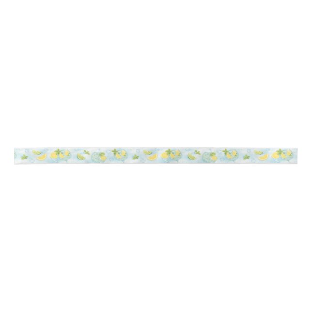 Lemon Lime Plaid Ribbon | Gin & Tonic Party Style Satinband (Vorderseite)