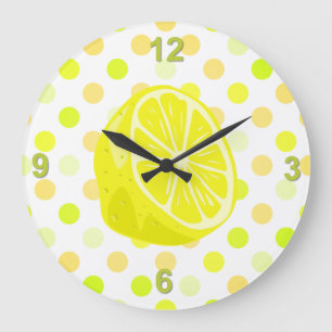 Lemon Lime Polka Dot Kitchen Wall Clock Große Wanduhr
