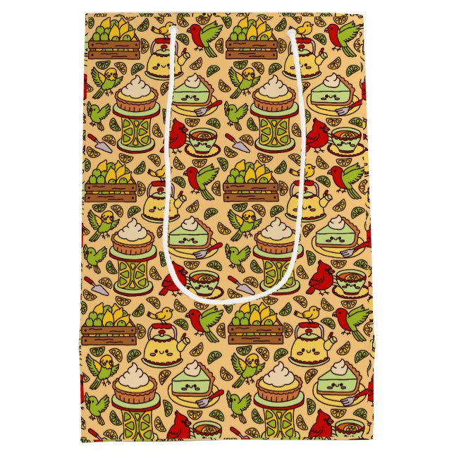Lemon & Lime Twitter-Muster Mittlere Geschenktüte (Rückseite)