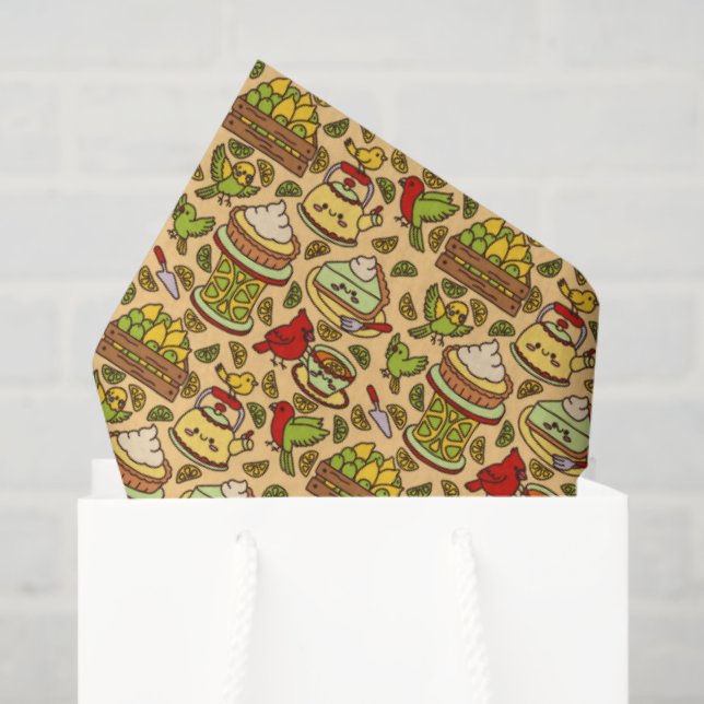 Lemon & Lime Twitter pattern tissue paper Seidenpapier (Geschenktüte)