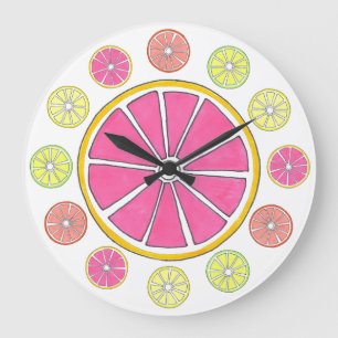 Lemon Limon Grapefruits Orange Citrus Fruit Küche Große Wanduhr
