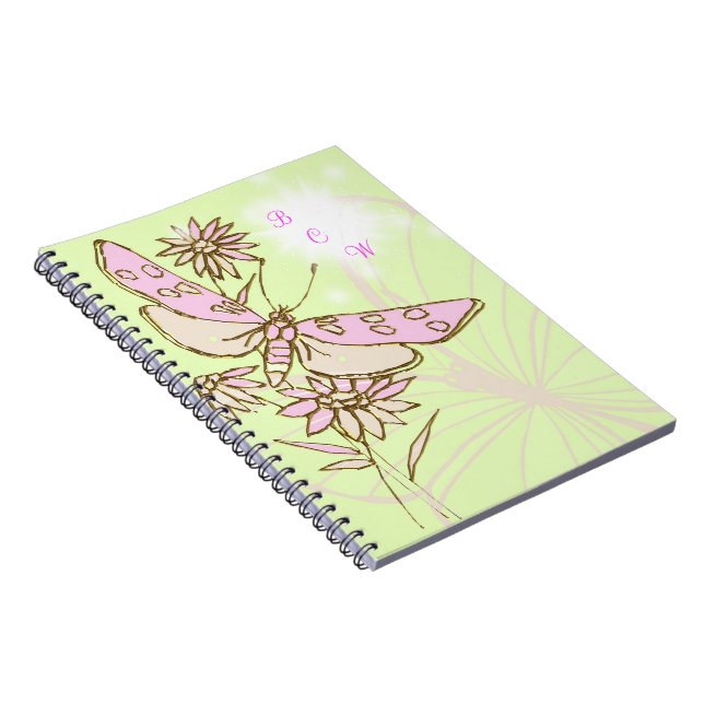 Lemon Limon Pink Butterfly Notebook Notizblock (Rechte Seite)