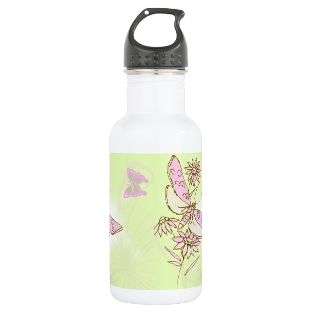 Lemon Limon Pink Butterfly Trinkflasche (Vorderseite)