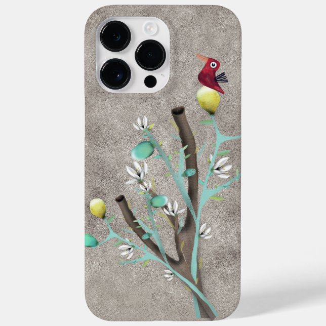 LEMON LIMON Tree Weiß blühende Malerei grau Case-Mate iPhone Hülle (Rückseite)