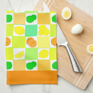 Lemon Limon und Orange Muster Orange Border Geschirrtuch