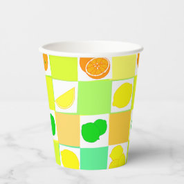 Lemon, Limon und Orangen Farbiges Zitronenmuster Pappbecher