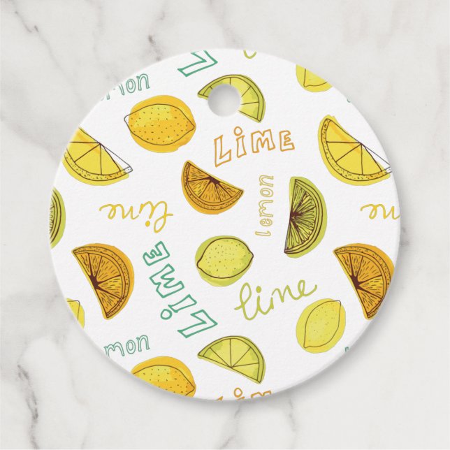 Lemon & Limon Zesty Fruchtmuster Geschenkanhänger (Vorderseite)