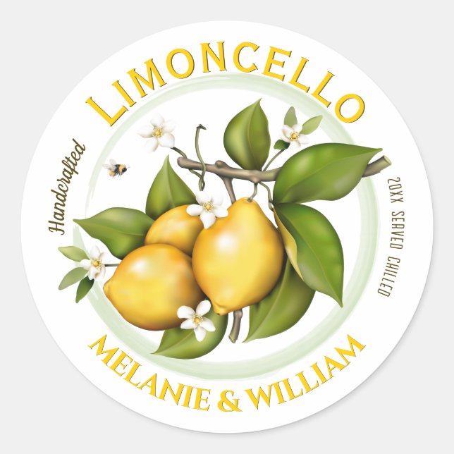 Lemon Limoncello Fruit Botanical Runder Aufkleber (Vorderseite)