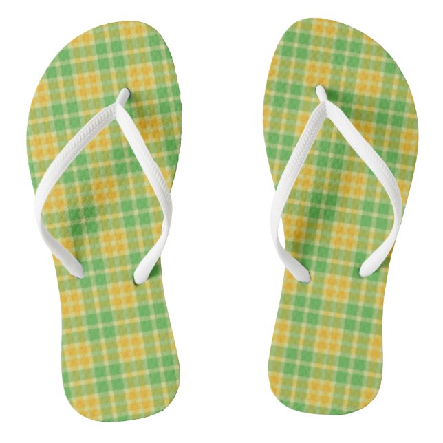 Lemon-Limone Karierte Muster Flip Flops (Fußbett)