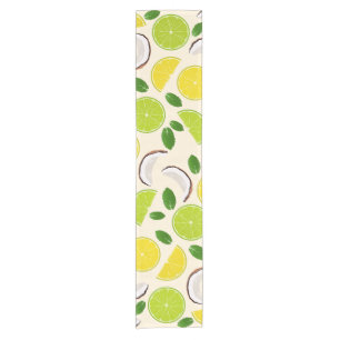 Lemon Limone Kokosnuss und Minze fröhlich fröhlich Kurzer Tischläufer