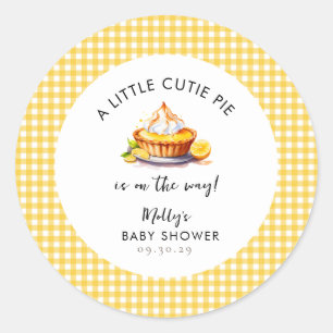Lemon Little Süsse Pie Gingham Baby Shower Runder Aufkleber