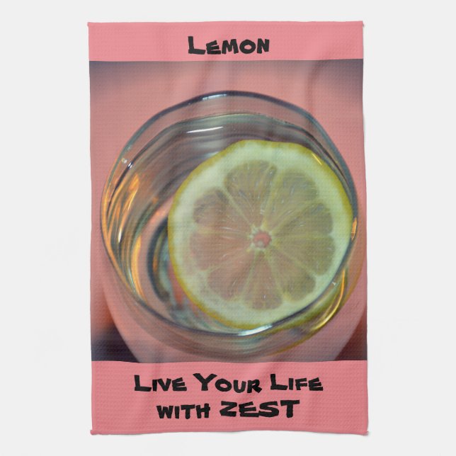 Lemon Live Life Slice mit Zest Pink Geschirrtuch (Vertikal)