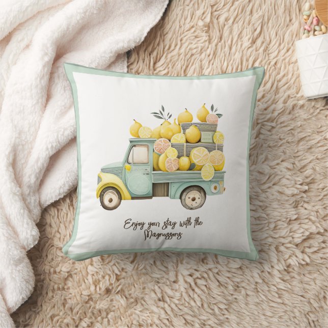 Lemon LKW blauer DBL-seitiger Zitronenmotiv Wasser Kissen (Decke)