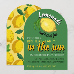 Lemon-Logo, Lemonade & Lots zum Geburtstag Einladung