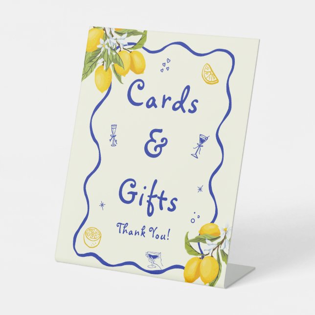 Lemon Main Squeeze Brautparty Karten und Geschenke Sockelschild (Vorderseite)