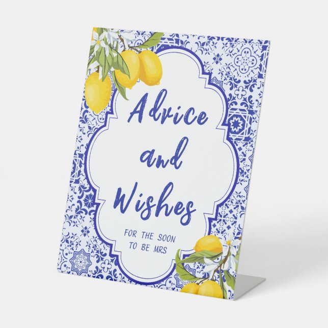 Lemon Main Squeeze Brautparty Ratschläge & Wünsche Sockelschild (Vorderseite)