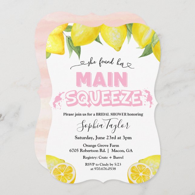 Lemon Main Squeeze Bridal Dusche Einladung (Vorne/Hinten)