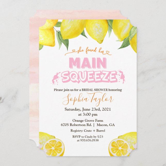 Lemon Main Squeeze Bridal Dusche Einladung (Vorne/Hinten)