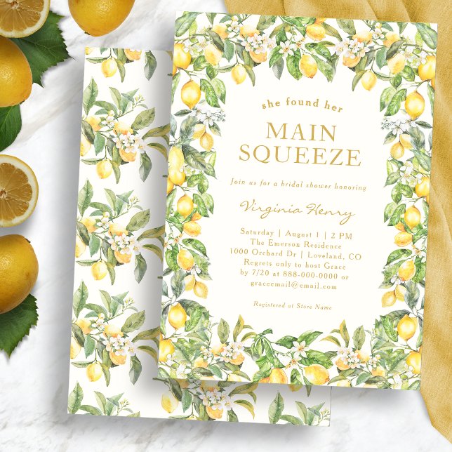 Lemon Main Squeeze Einladung (Watercolor Italian Lemon Floral Bridal Shower Invitation by Painted Paperie
)
