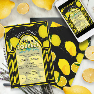 Lemon Main Squeeze Elegante Arch Black and Yellow Einladung