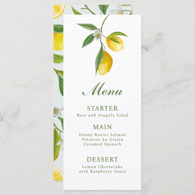 Lemon Main Squeeze Menu Card Menükarte (Vorne/Hinten)