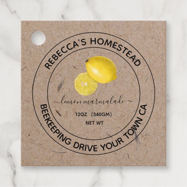 Lemon Marmalade Kraft Papier Canning Jar Labels (Vorderseite)