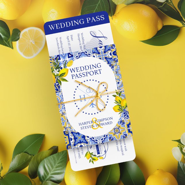 Lemon Mediterrane Hochzeitspass-Abdeckung eingekla Einladung (Von Creator hochgeladen)
