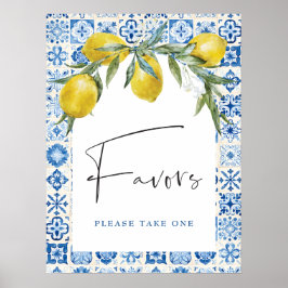 Lemon Mediterranean Blue Tile Lieblings-Poster Poster