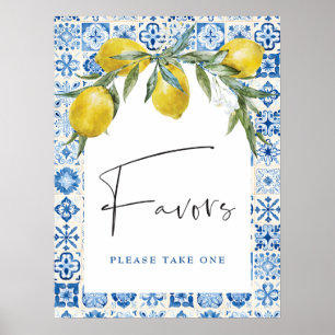Lemon Mediterranean Blue Tile Lieblings-Poster Poster