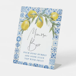 Lemon Mediterranean Blue Tile Mimosa Bar Sign Sockelschild