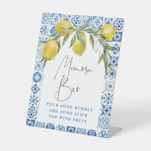 Lemon Mediterranean Blue Tile Mimosa Bar Sign Sockelschild