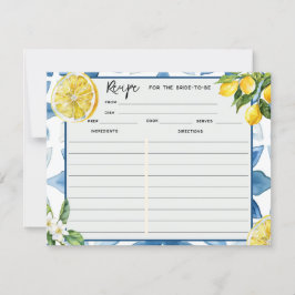 Lemon Mediterranean Blue Tile | Rezeptkarten Einladung