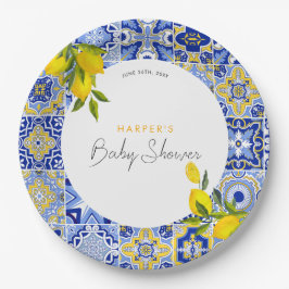 Lemon Mediterranean Boho Arch Baby Dusche Pappteller