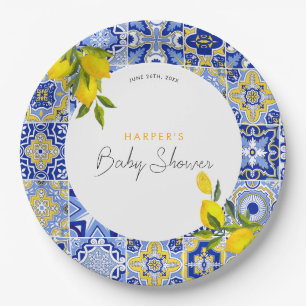 Lemon Mediterranean Boho Arch Baby Dusche Pappteller
