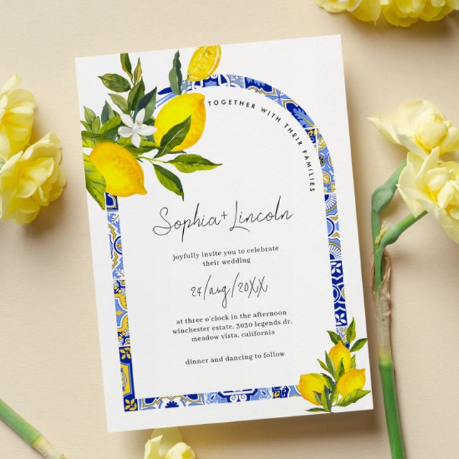 Lemon Mediterranean Boho Arch Wedding Einladung (Von Creator hochgeladen)